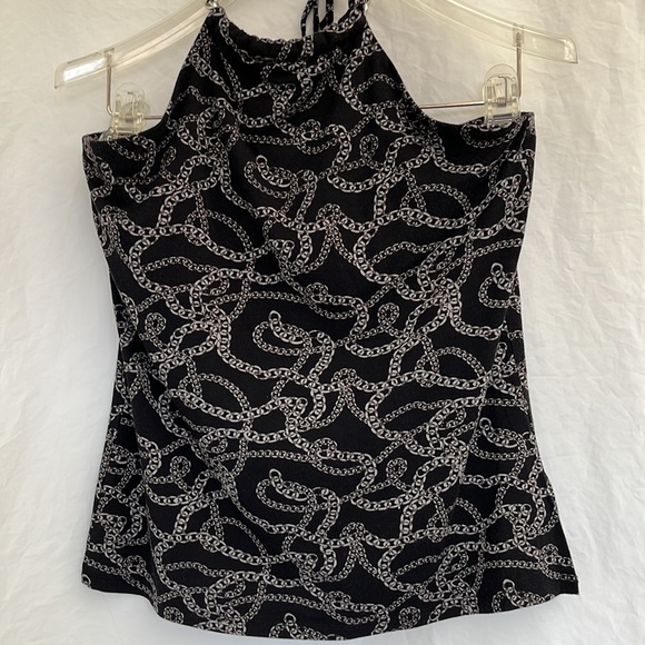 Michael Kors top black with gray chain design. Ties around the neck size M - Picture 10 of 16